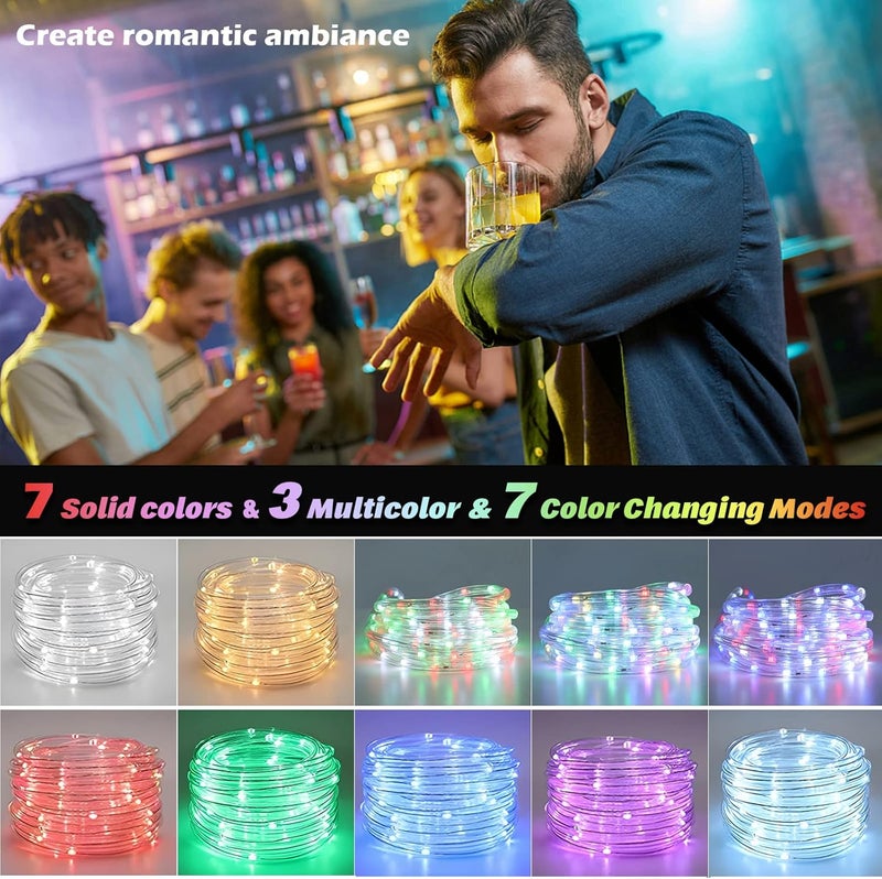 Vigdur Color Changing Rope Lights - 18FT Led Rope Lights Outdoor Waterproof with Remote Connectable 7 Colors & 7 Modes Decorative Christmas Lights for Xmas Bedroom Party Holiday Decoration - Image 2